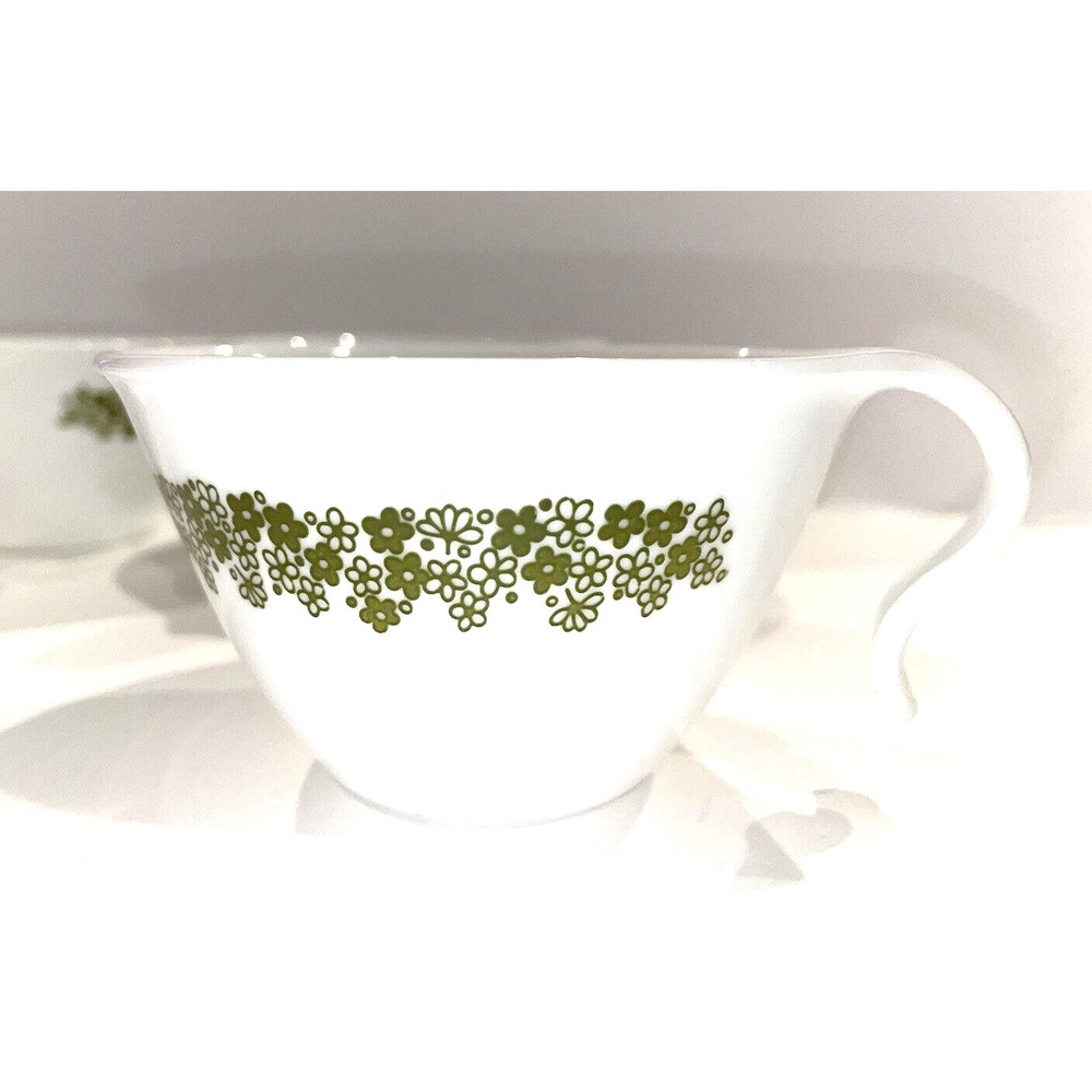 Vintage Corelle Crazy Daisy Spring Blossom 4 Hook Handle Coffee Cups, USA.